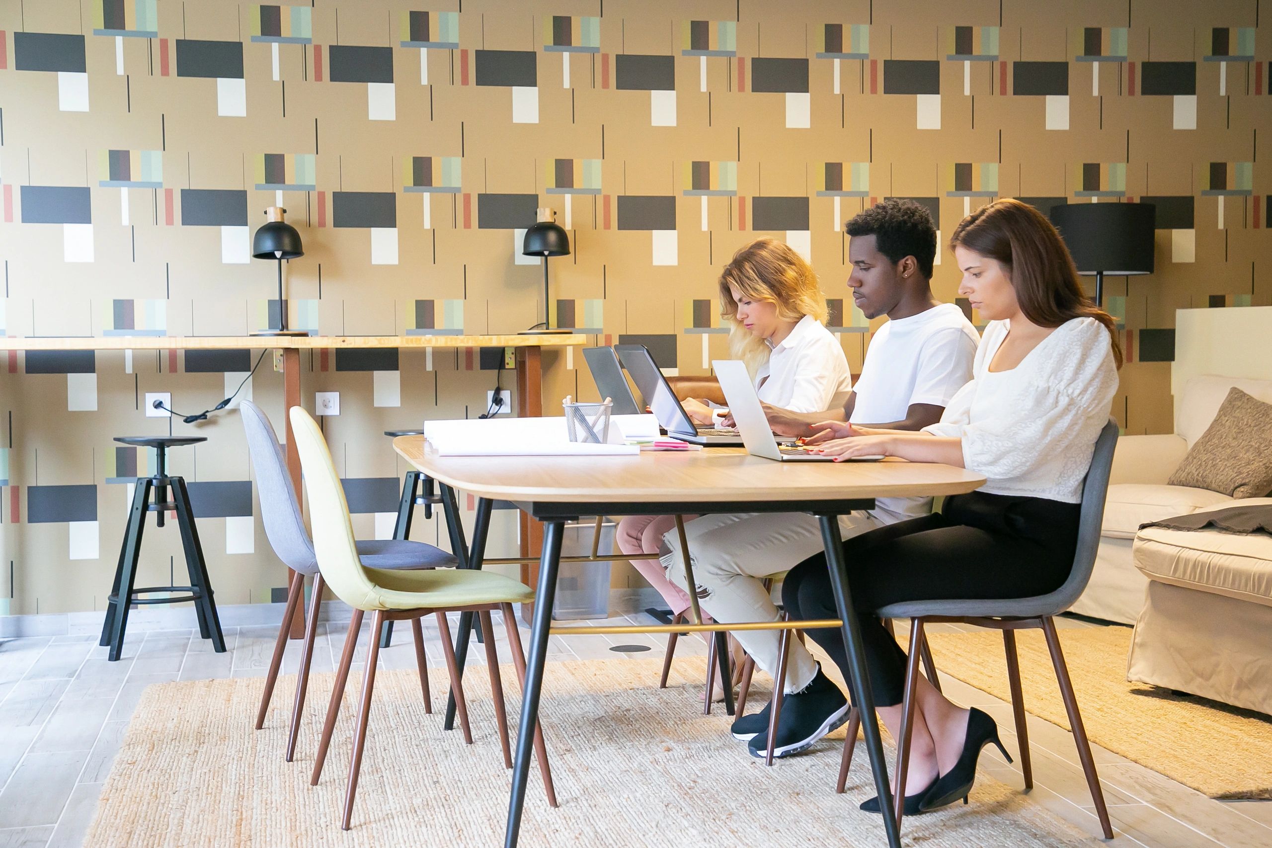 Professional design and sourcing team meeting
