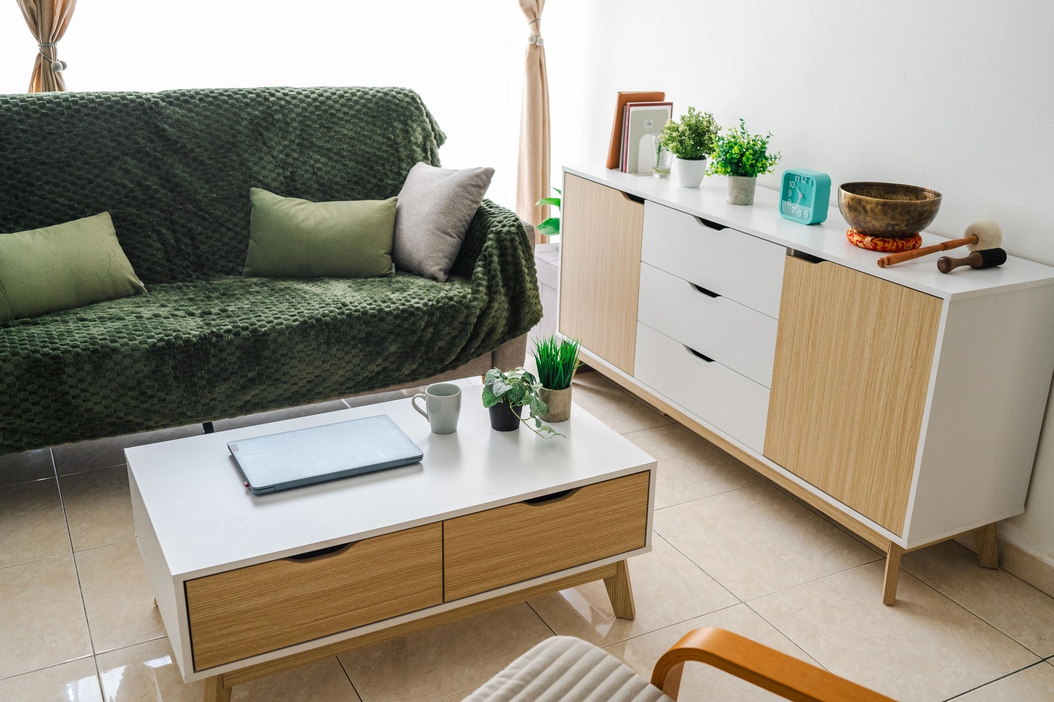 Minimal Scandinavian living room with premium home decor styling